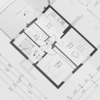 Darstellung eines Bauplans einer Wohnung oder eines Hauses